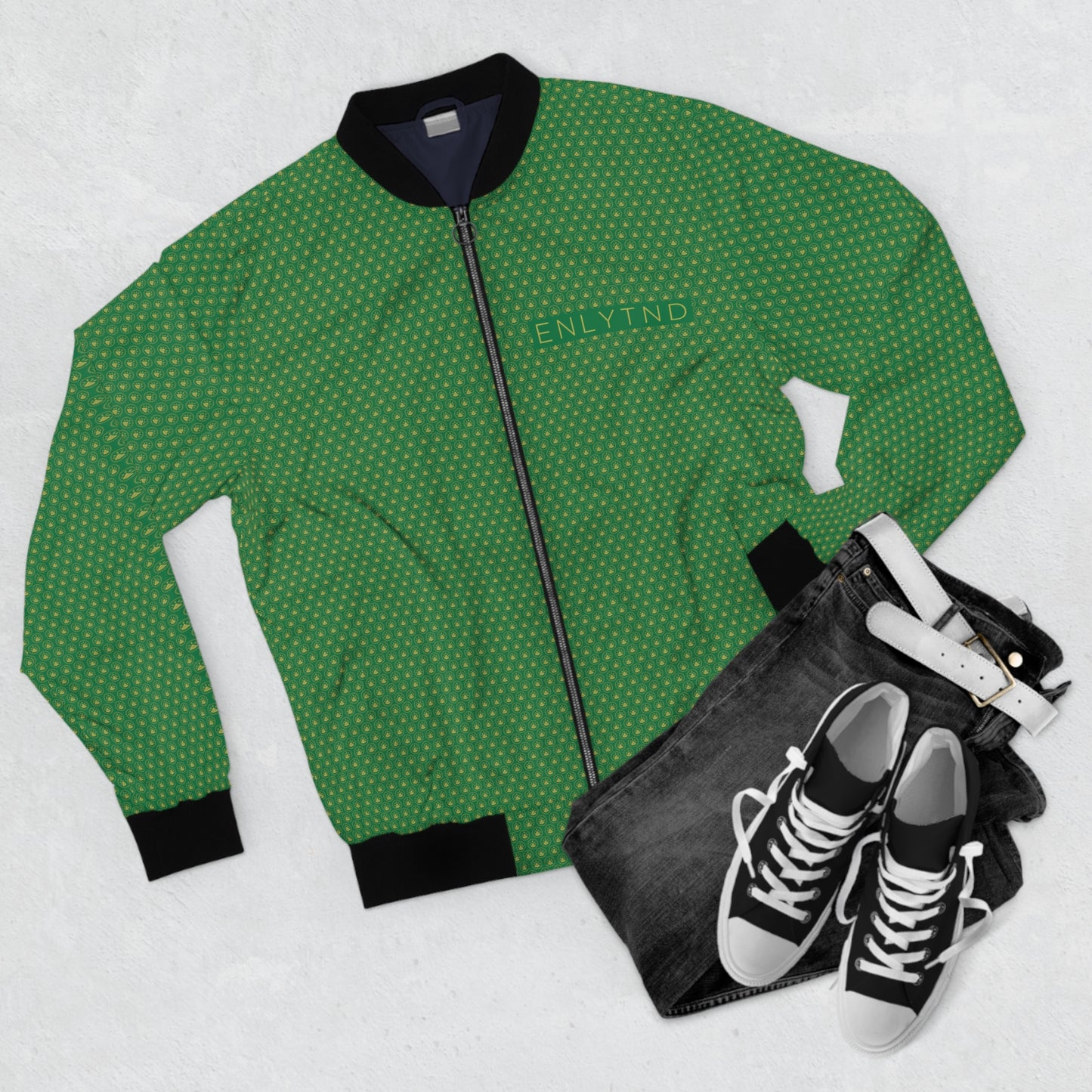 Men's Bomber Jacket (AOP) - DARK GREEN